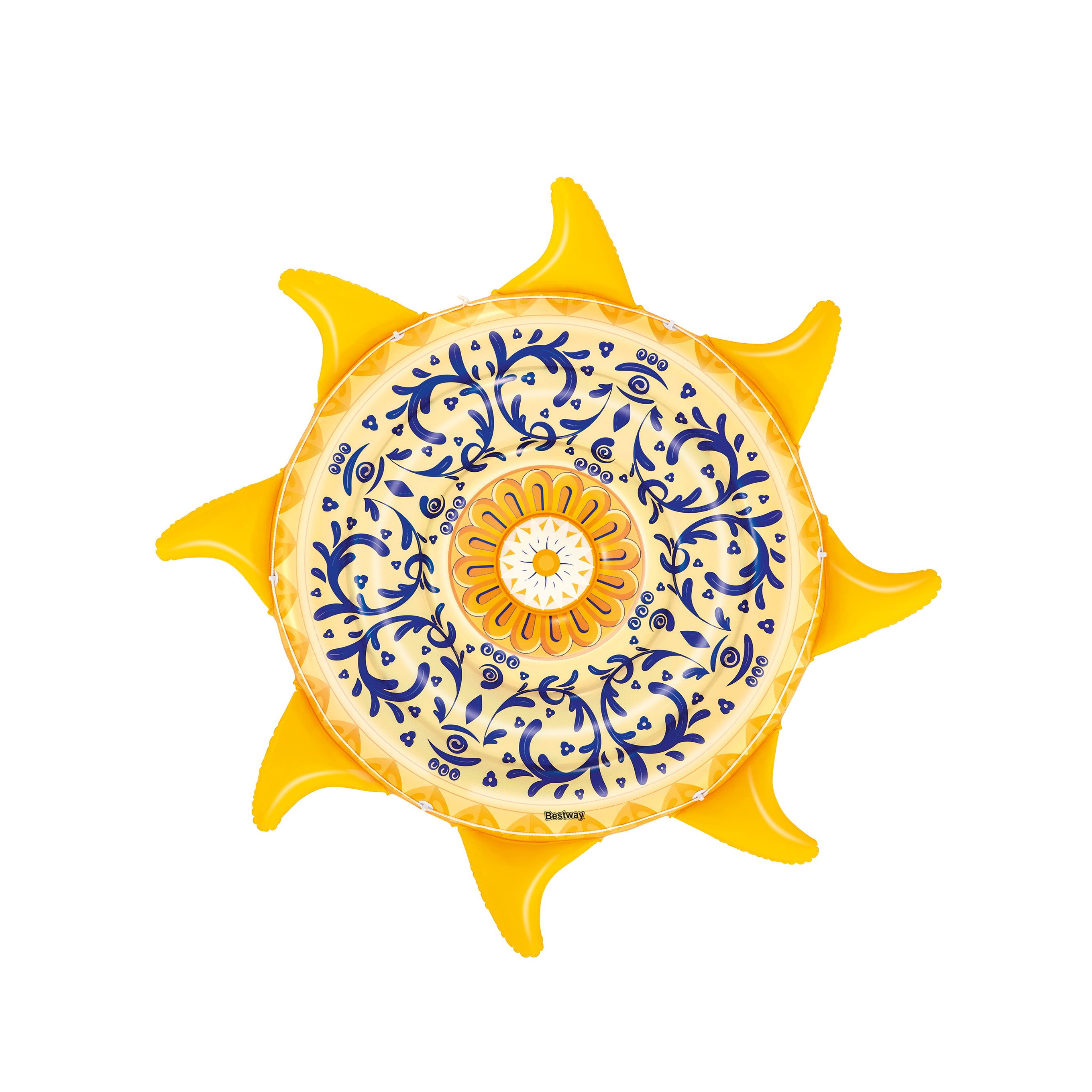 Hytek sonnige Luftmatratze Badeinsel sunny gelb mit blauen Verzierungen