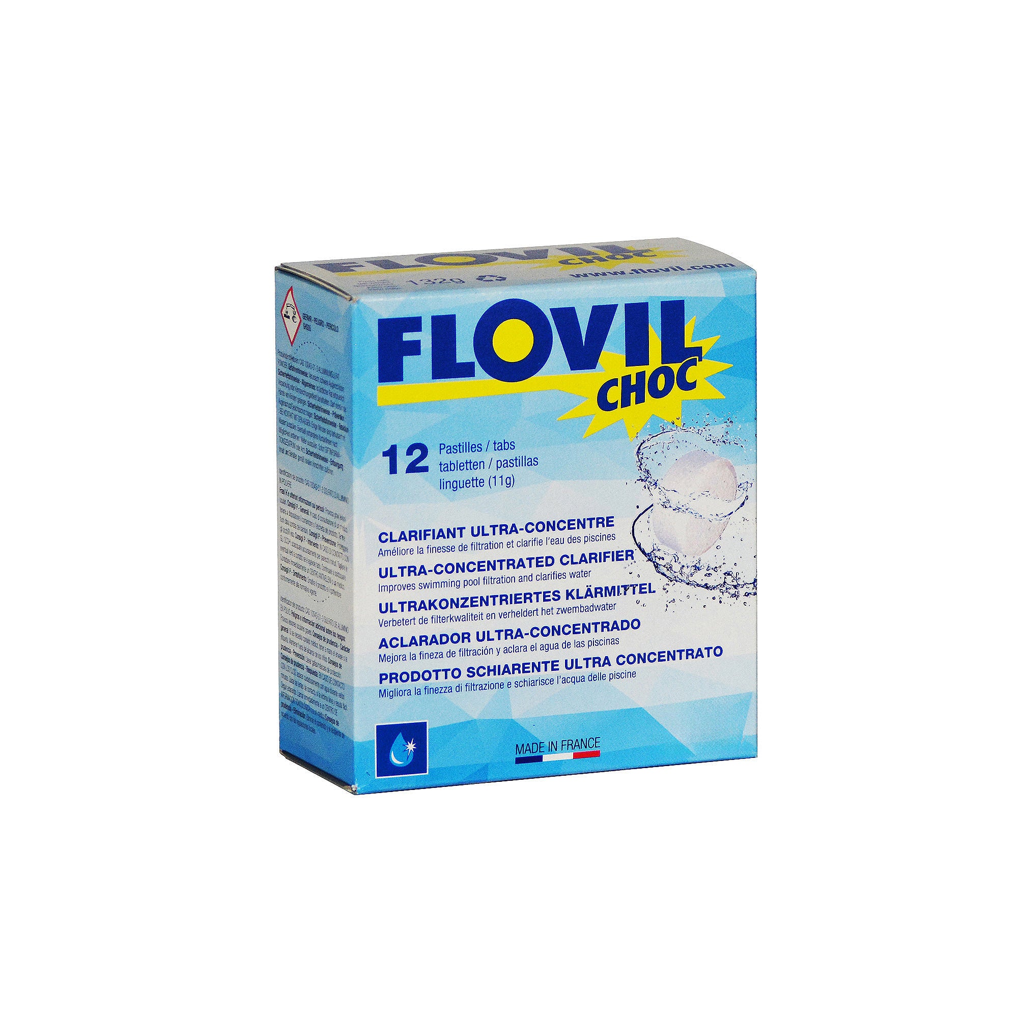 Hytek Pool Bedarf Flovil Chock 12 Tabs ultrakonzentriertes Klärmittel