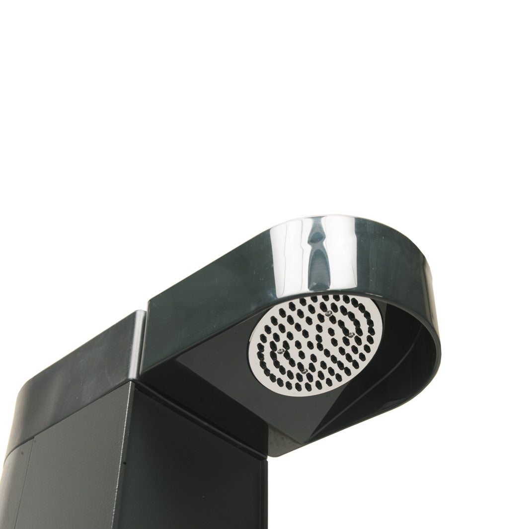 Hytek Solardusche Alexis schwarz modernes Design Detailansicht Duschkopf